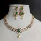 Handmade Brass Metal Jewellery Green Pearl Necklace Set